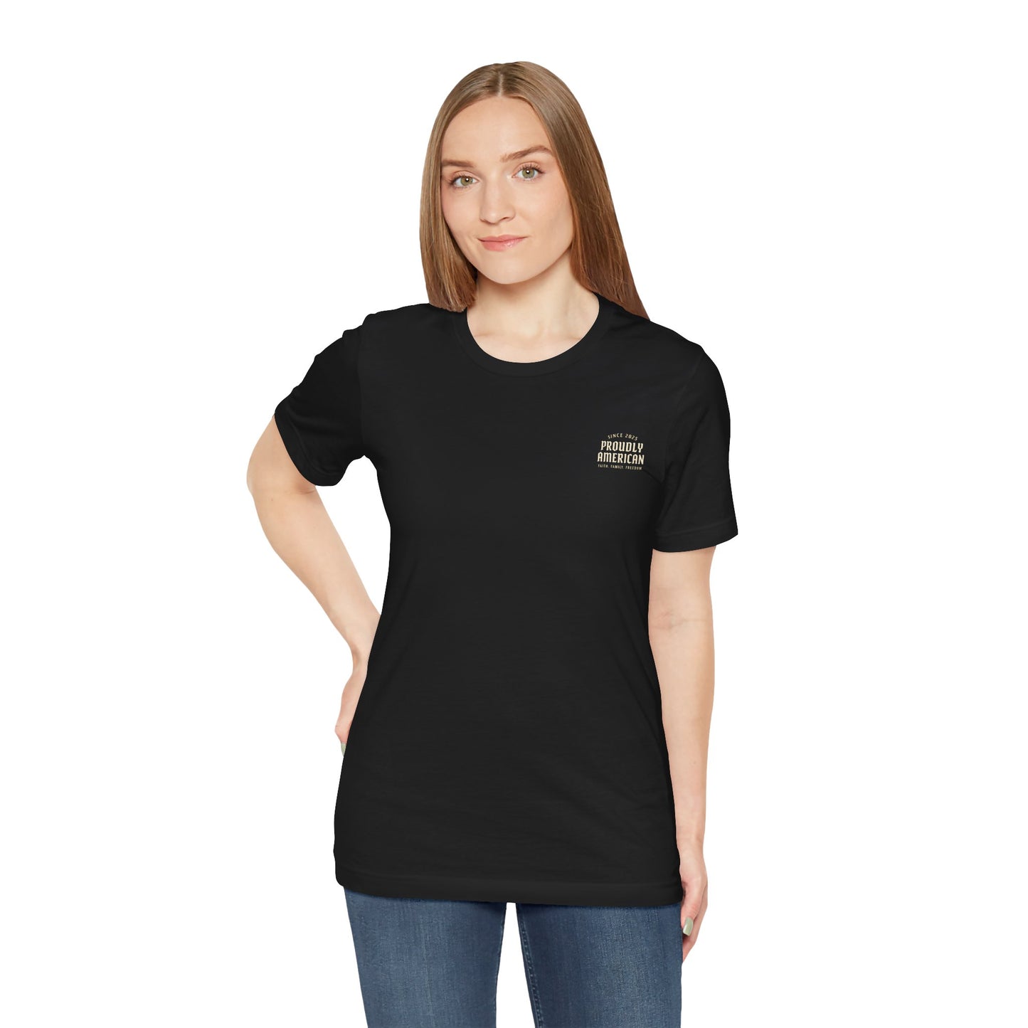 Proudly American Tee – Faith. Family. Freedom.