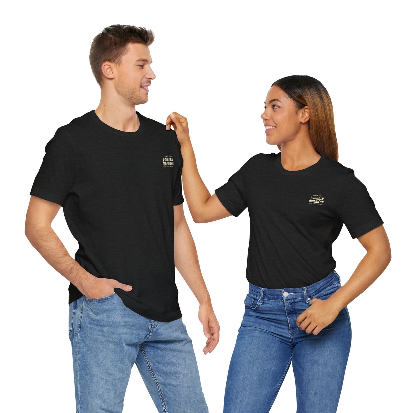 Proudly American Tee – Faith. Family. Freedom.